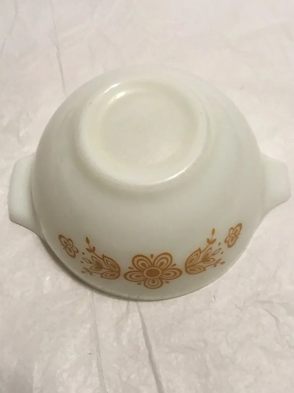 Vintage Mid Century Modern Pyrex Butterfly Milk Glass Gold 1 1/2-pint Bowl